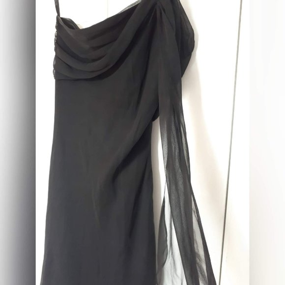 Laundry | Asymmetrical Black SILK Evening Dress - Picture 4 of 7